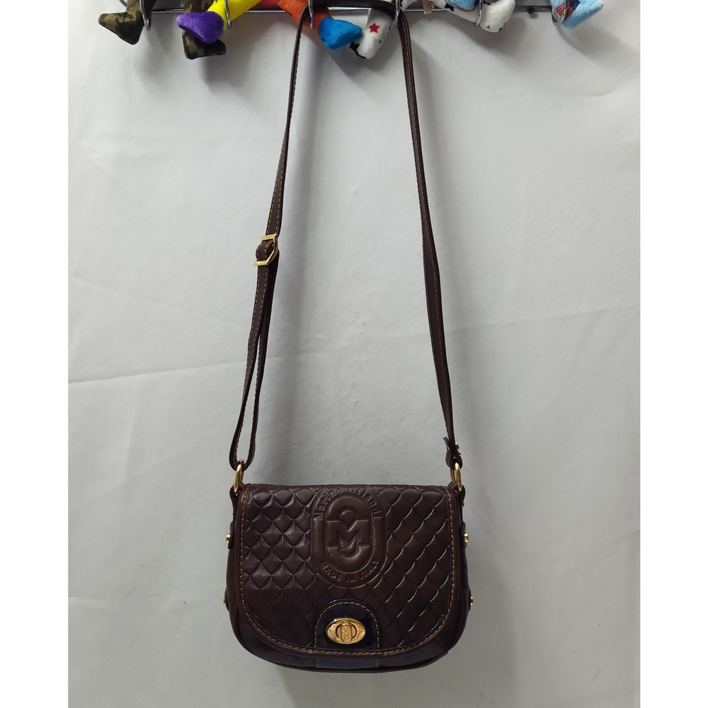 Marino Orlandi Brown Leather Turnlock Flap Closure Crossbody Bag - Picture 3 of 16